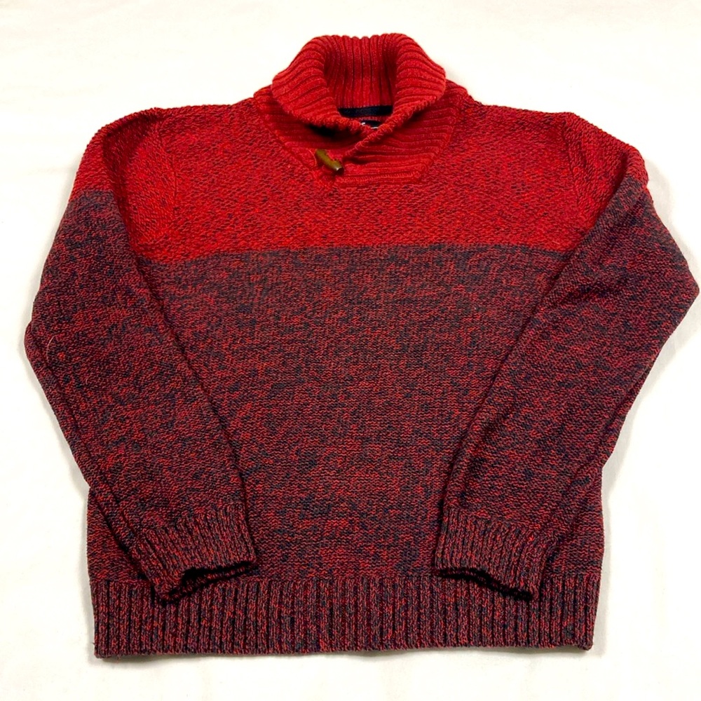 Commerce boys, black and dark red Shaul collar knitted sweater size 10